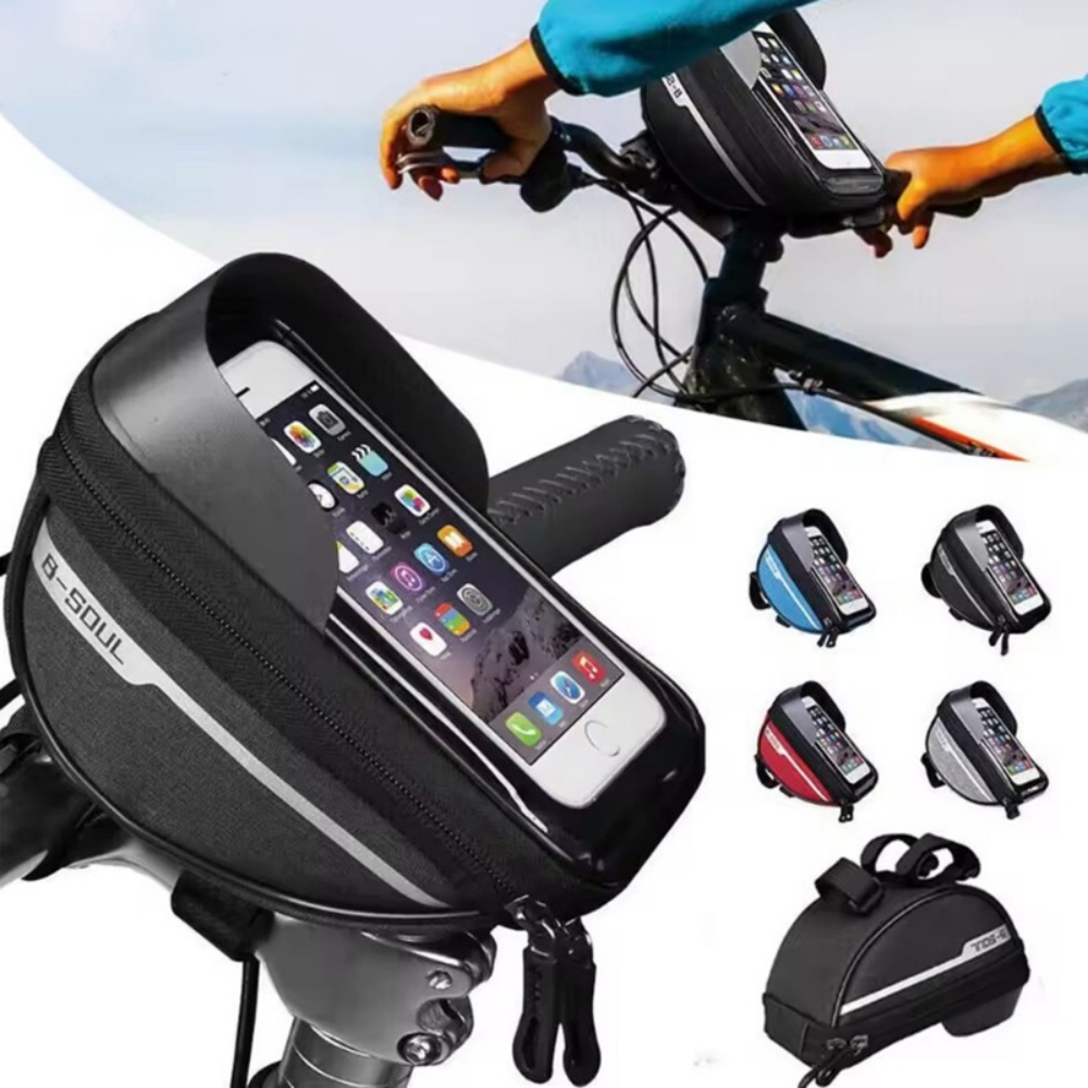 Cycling Gear Pouch - タッチスクリーン防水自転車ハンドルバーフォンバッグサンシェードバイザーデザイン 1L ポリエステル収納ポーチ MTB ロード自転車サイクリングギア