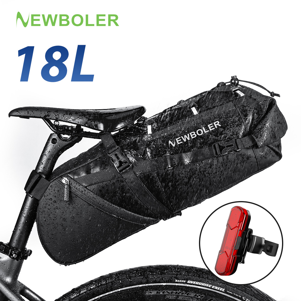 Cycling Gear Organizer - NEWBOLER 18L 自転車サドルバッグ防水 MTB ロード自転車大容量サイクリングバッグ折りたたみ可能なテールリアバッグトランクアクセサリー