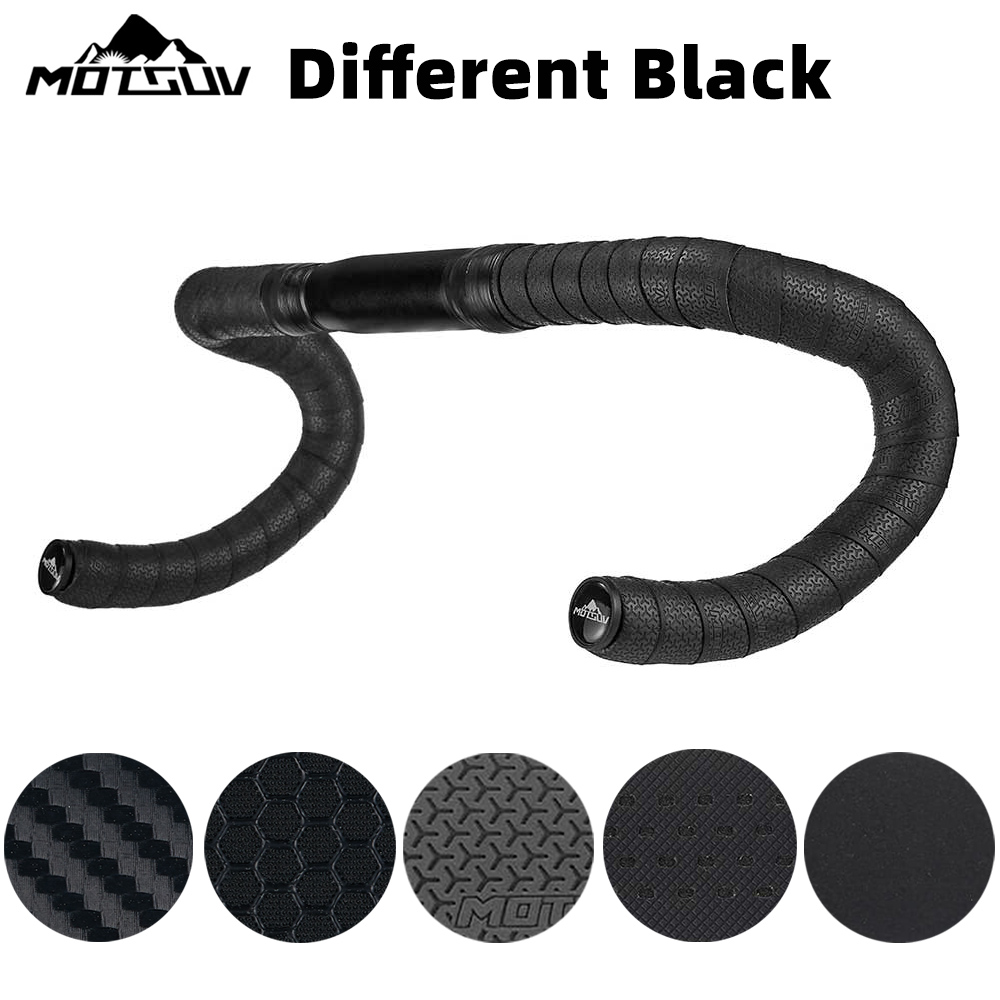 Bike Handlebar Tape - 固定リング付きロードバイクハンドルバーテープ,カーボンファイバー自転車ハンドルテープ,巻き取り,伸縮性,ソフト,滑り止め