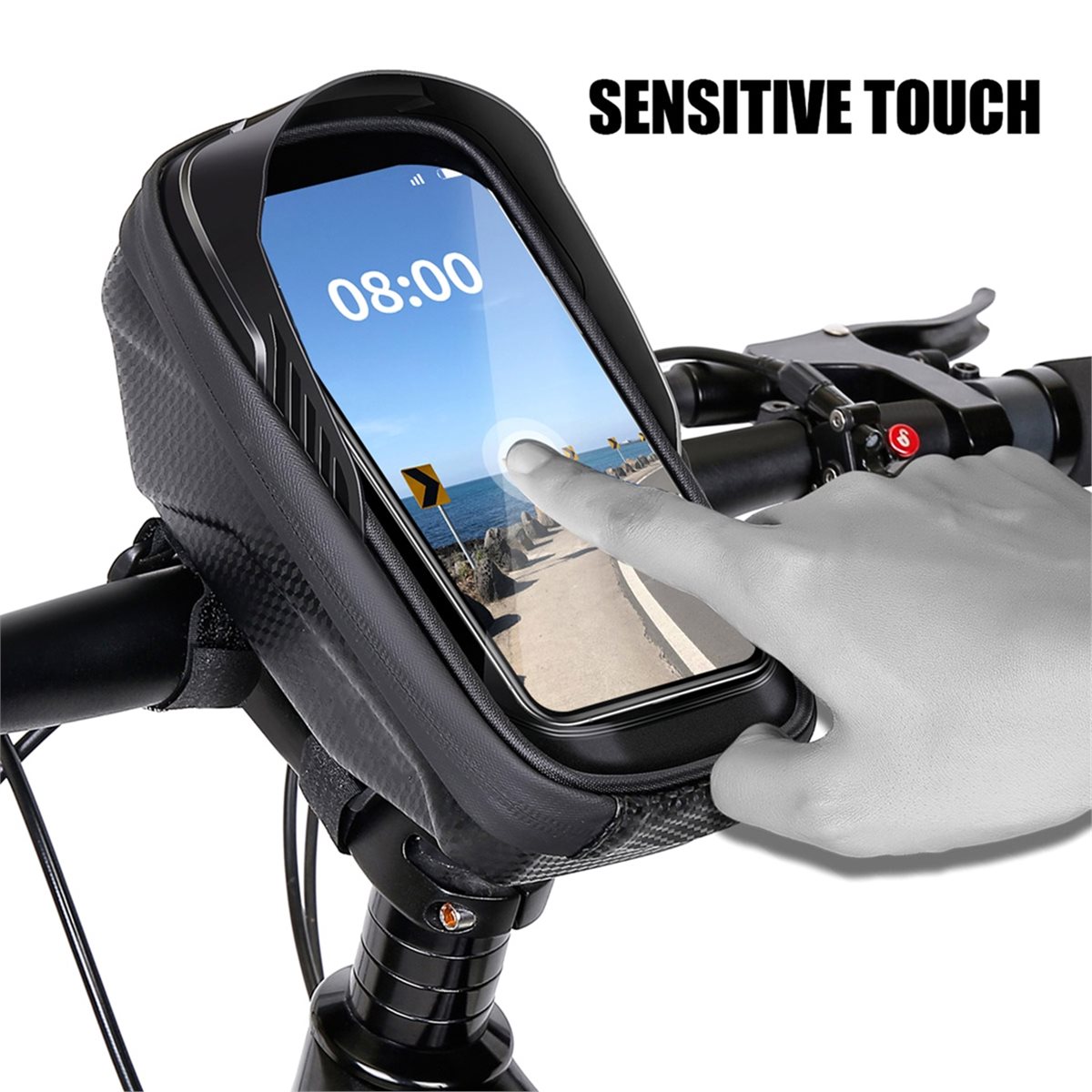 Cycling Gear Pouch - B72ABG マウンテン＆ロードバイク用EVAハードシェルハンドルバーバッグ＆フロントビームフォンポーチ - 多用途アウトドアサイクリングギア