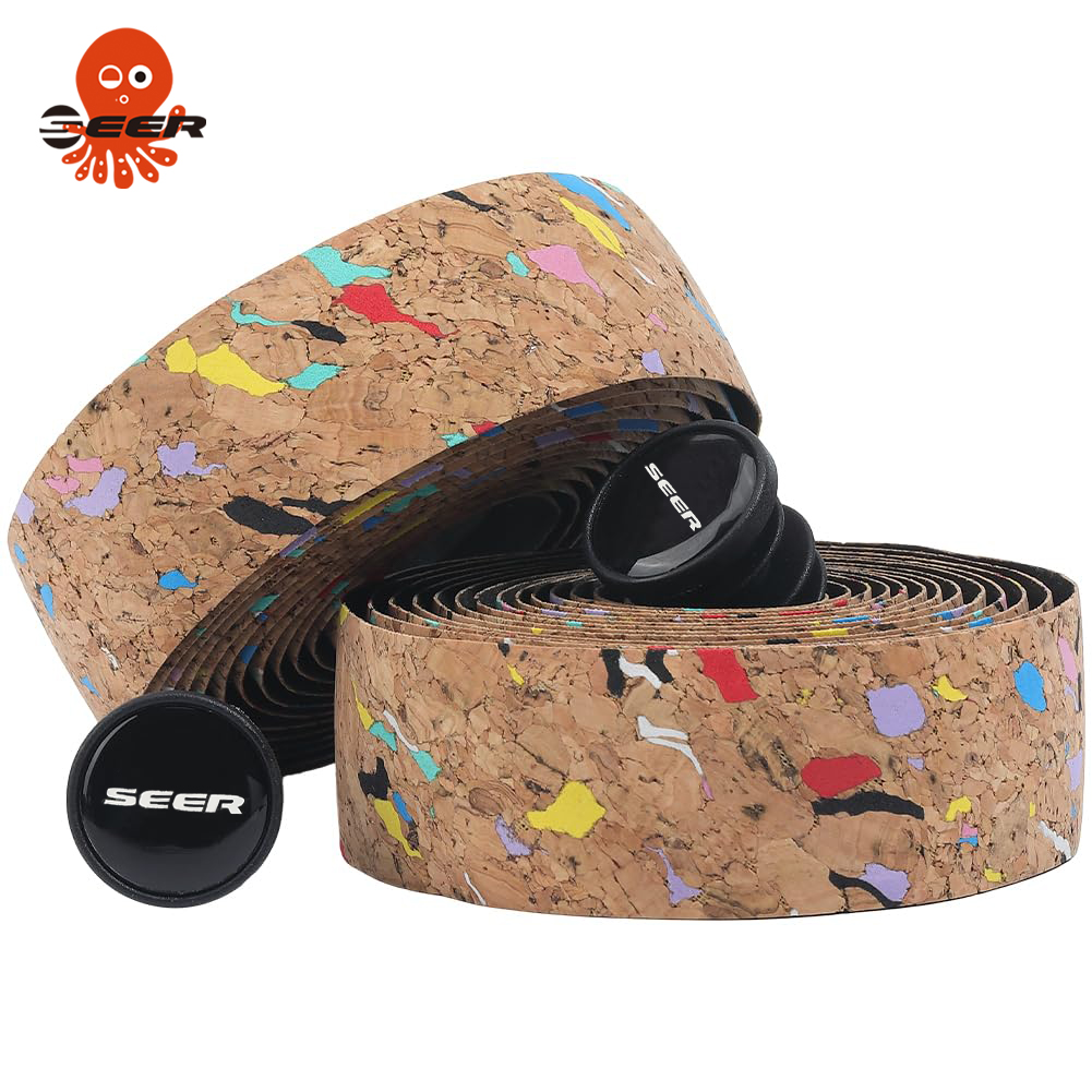 Bike Handlebar Tape - SEER コルクロードバイクハンドルバーテープ EVA 滑り止め Shockproo ロード自転車ハンドルバーストラップテープ自転車アクセサリー