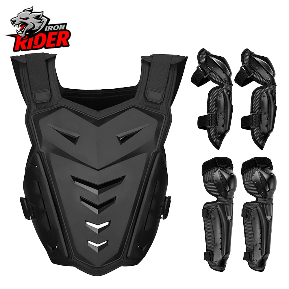 Cycling Protective Gear - モトクロスボディアーマー、オートバイジャケット、モトクロスベスト、背中胸部プロテクター、オフロードダートバイク保護ギア、膝と肘用プロテクター