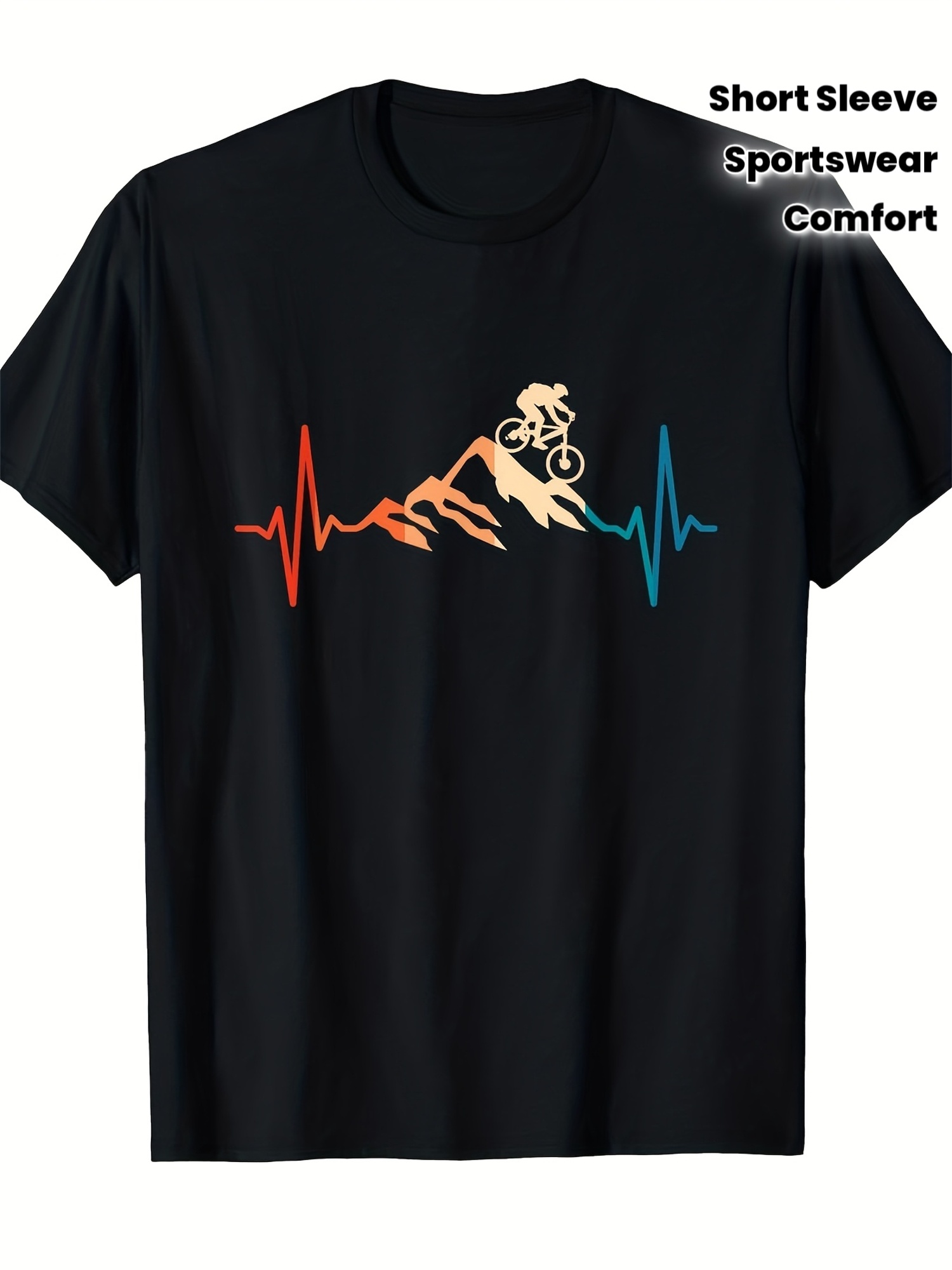 Cycling Heart Rate Monitor - メンズ マウンテンバイク ハートビート グラフィック Tシャツ -