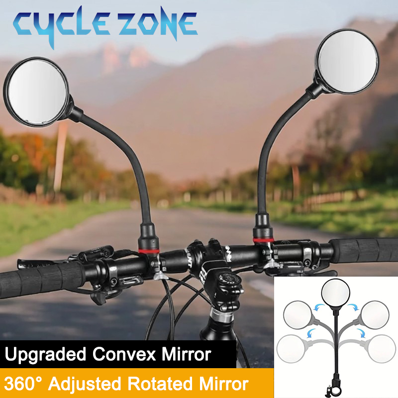 Cycle Zone - 自転車ミラー自転車ハンドルバーバックミラー回転可能と調整可能な広角リアビュー耐衝撃凸面ミラーユニバーサル