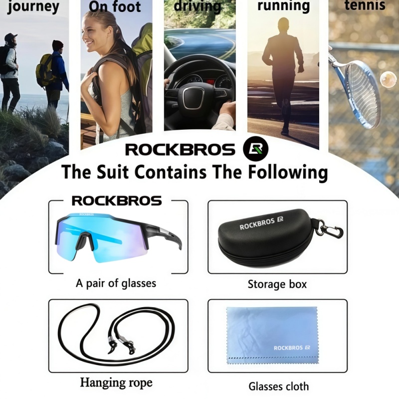 ROCKBROSライディンググラスUV400、TR90素材、 - Cycling Gear Material のレビューと価格