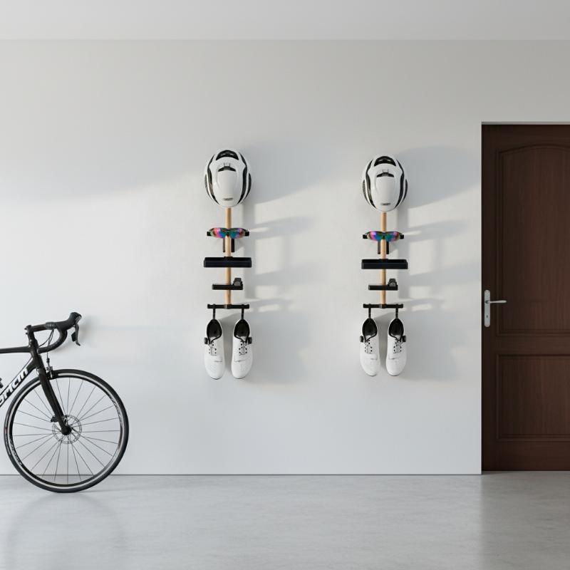 自転車壁掛け収納 1セット ブナ材製ギアラック ヘルメットホ - Cycling Gear Organizer のレビューと価格